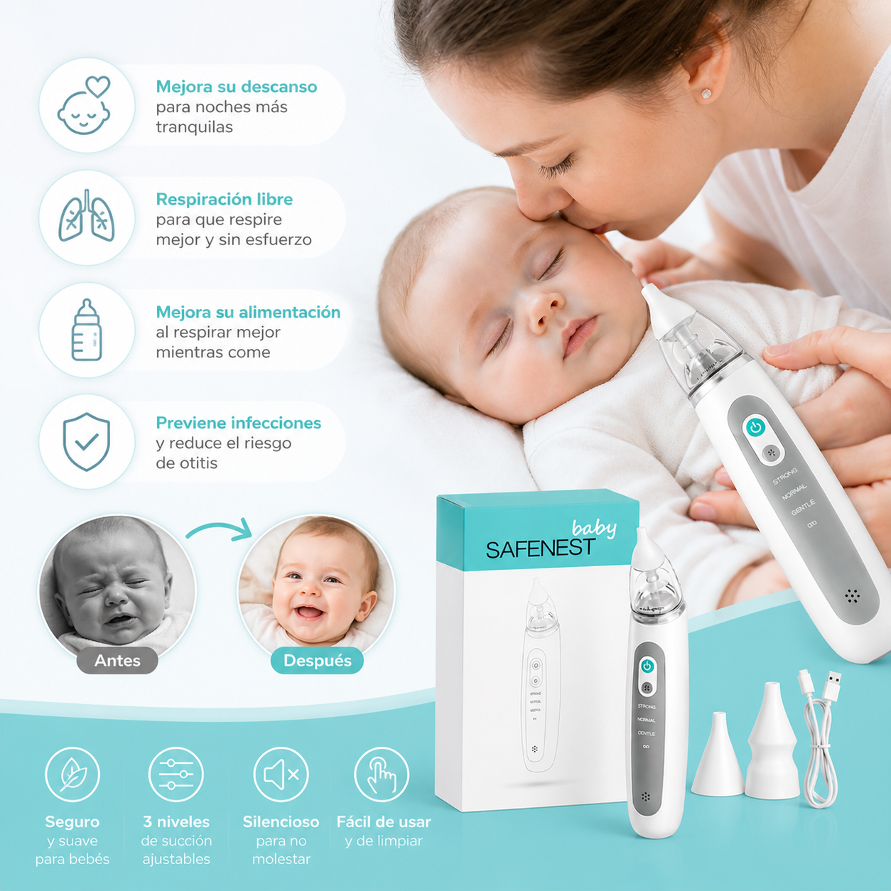 SAFENEST baby - Aspirador nasal para bebés